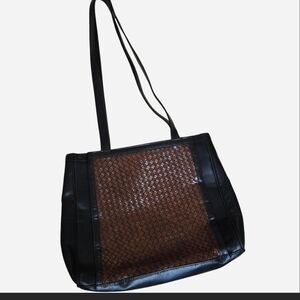 Talbots Black and Brown Woven Tote